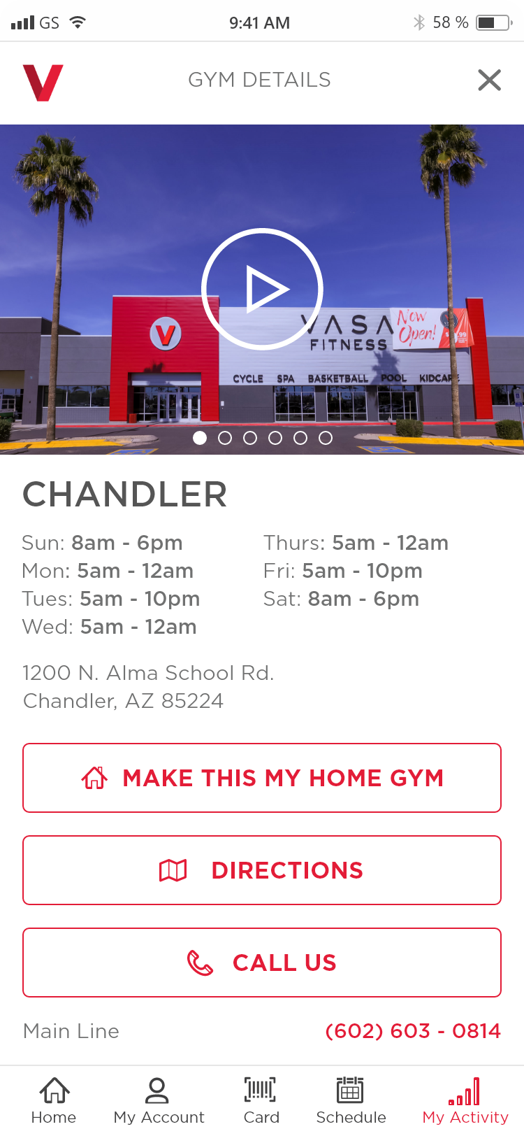 Gym locations detail
